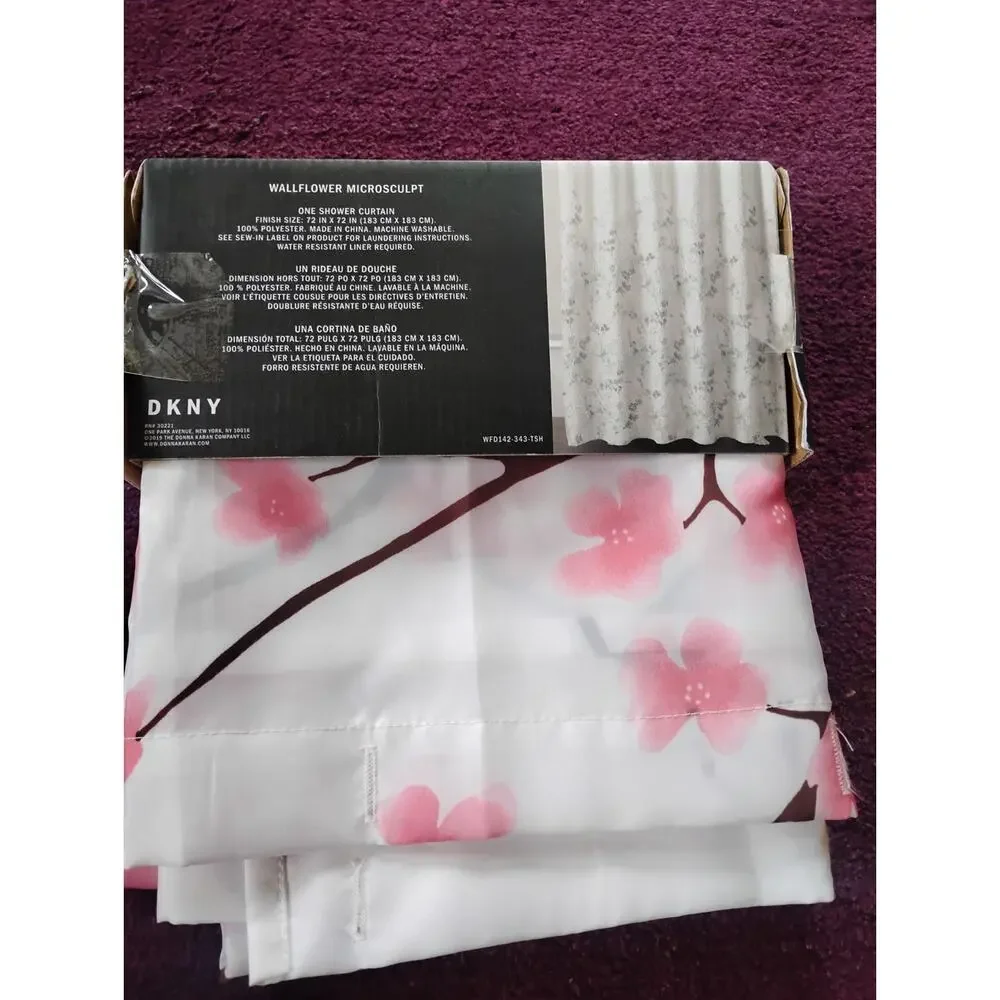DKNY Wallflower Cherry Tree Shower Curtain New